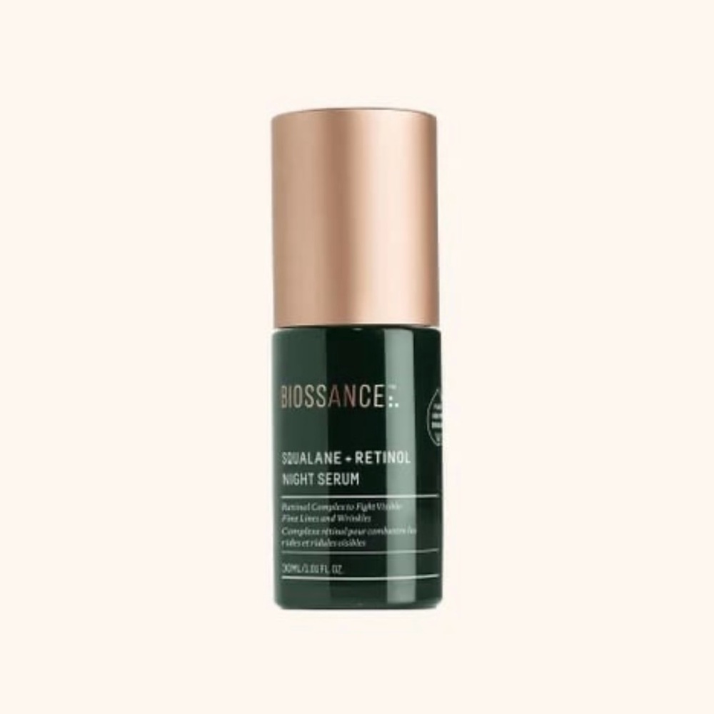 Biossance Squalane + Retinol Night Serum - Deep Green and Rose Gold